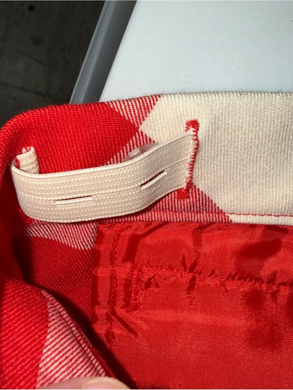 Janie and Jack Red and Cream Checkered Pants Size 2T NWT Adjustable Waistband